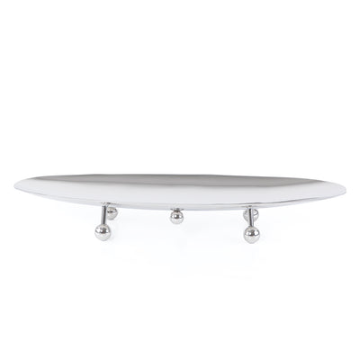 ستاند للتقديم معدن بيضاوي بأرجل - فضي صغير