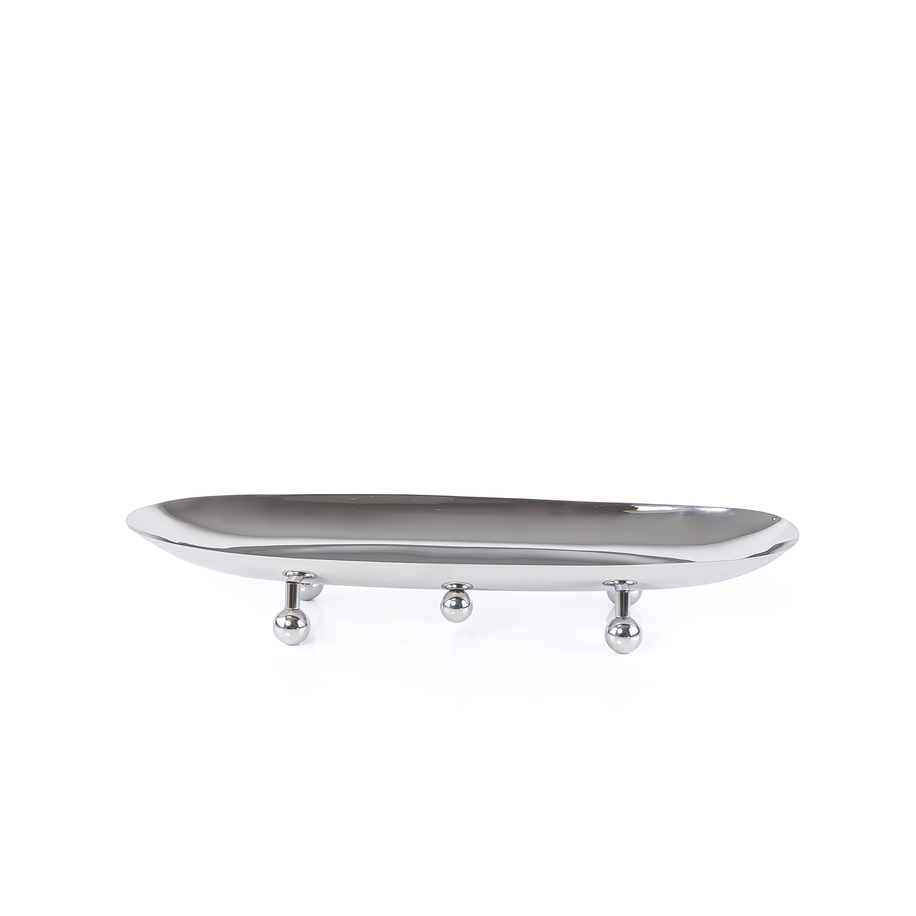 Oval metal stand with legs - silver small