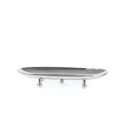 Oval metal stand with legs - silver small