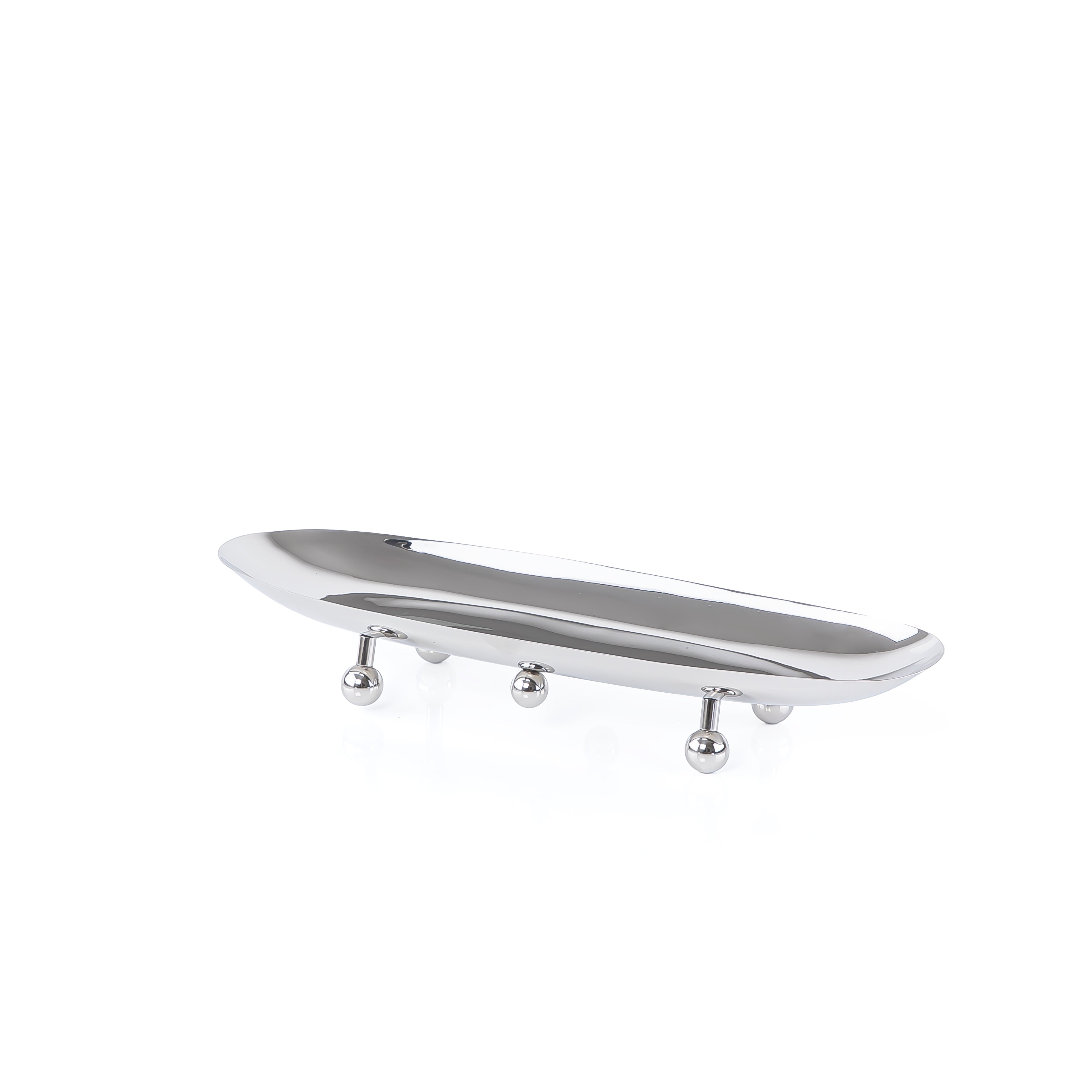 Oval metal stand with legs - silver small
