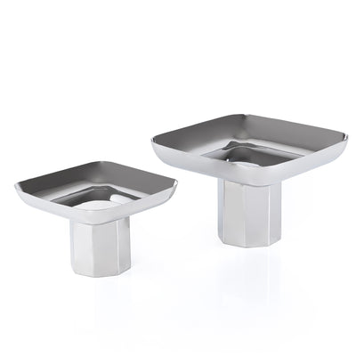 طقم مكون من 2 ستاند تقديم مربع معدن مع بوكس هدايا - فضي