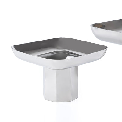 طقم مكون من 2 ستاند تقديم مربع معدن مع بوكس هدايا - فضي