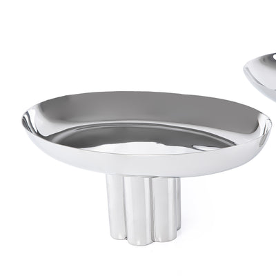 طقم مكون من 2 ستاند تقديم دائري معدن مع بوكس هدايا - فضي