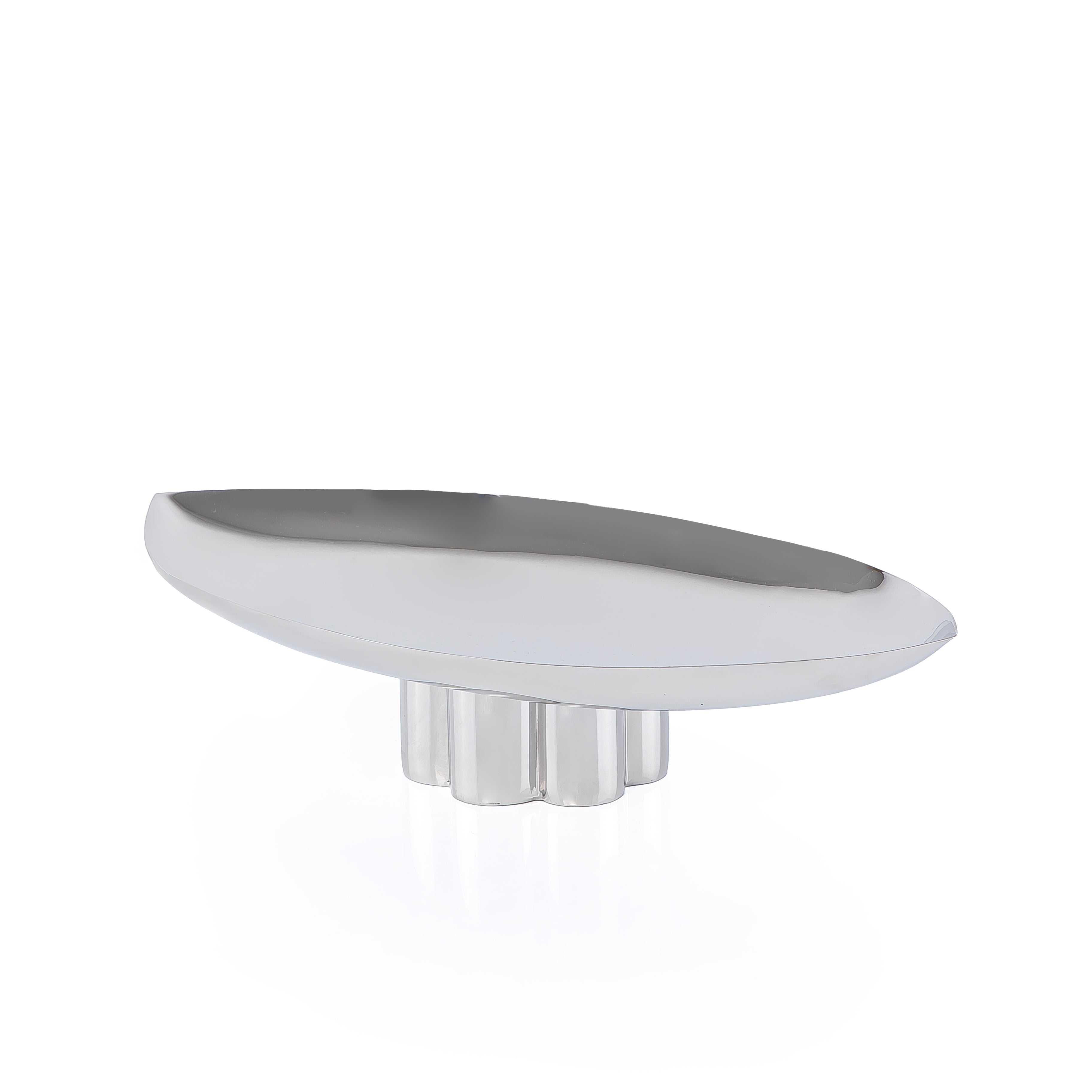 ستاند للتقديم معدن بيضاوي مميز - فضي صغير 