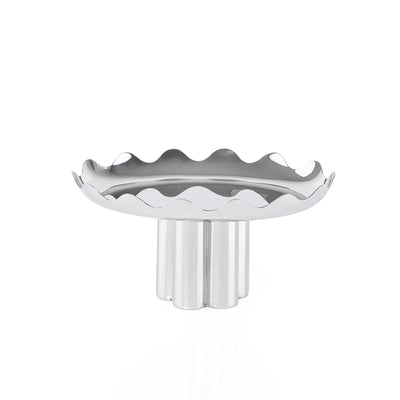 Metal round with wavy edges stand- silver small