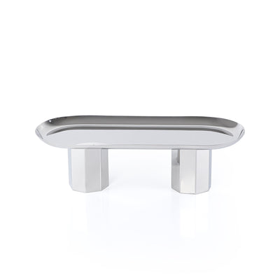 ستاند للتقديم معدن بيضاوي - فضي صغير 