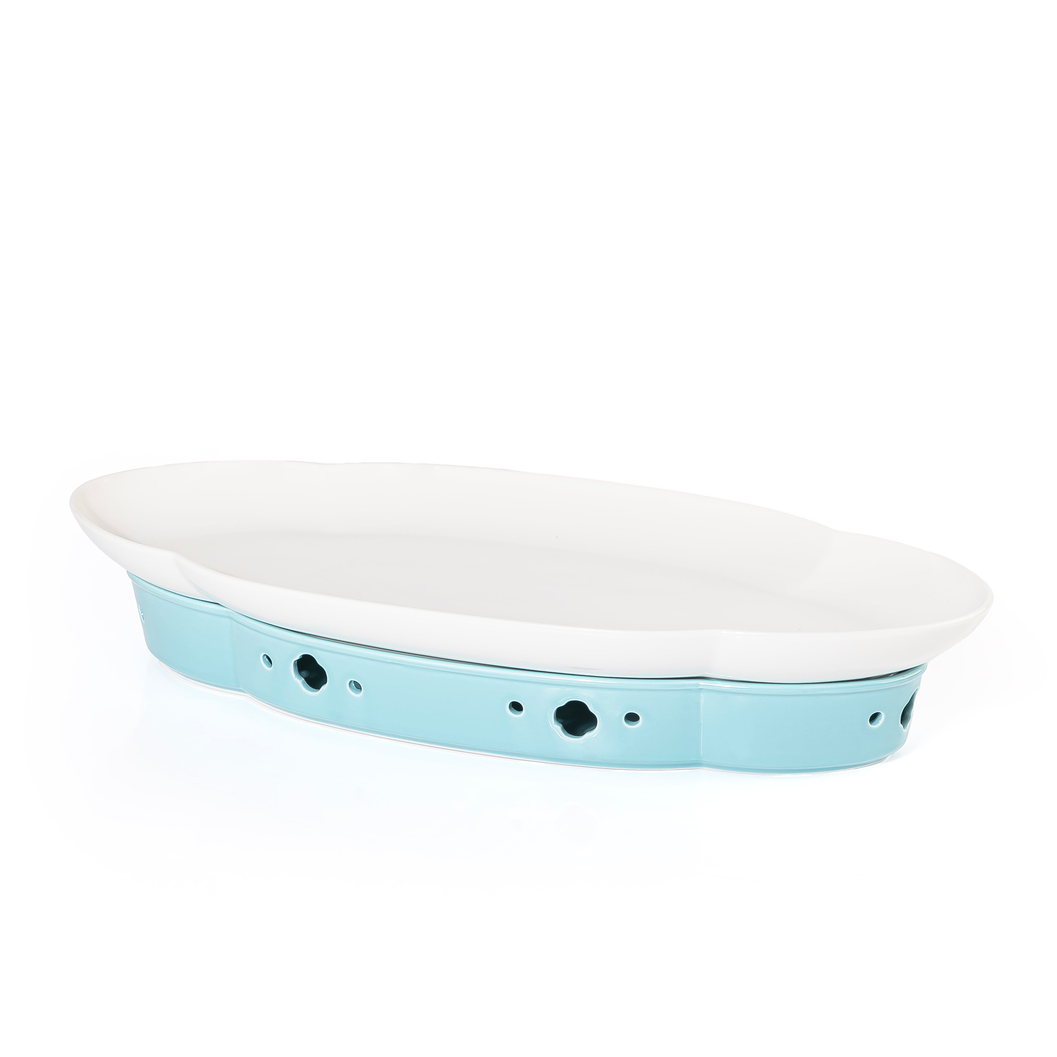 طبق سيراميك أنيق مع قاعدة موقد عملية