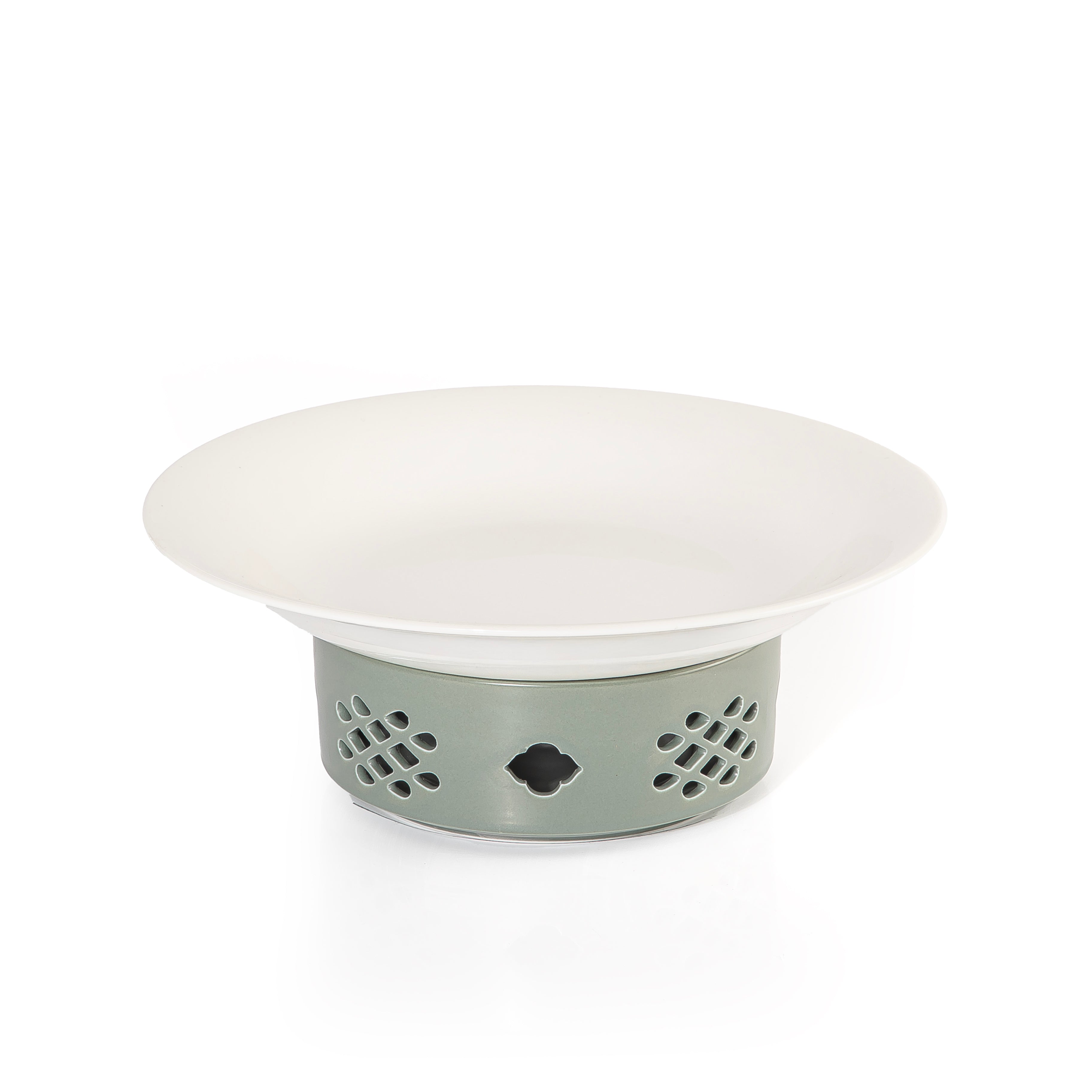 طبق سيراميك أنيق مع قاعدة موقد عملية