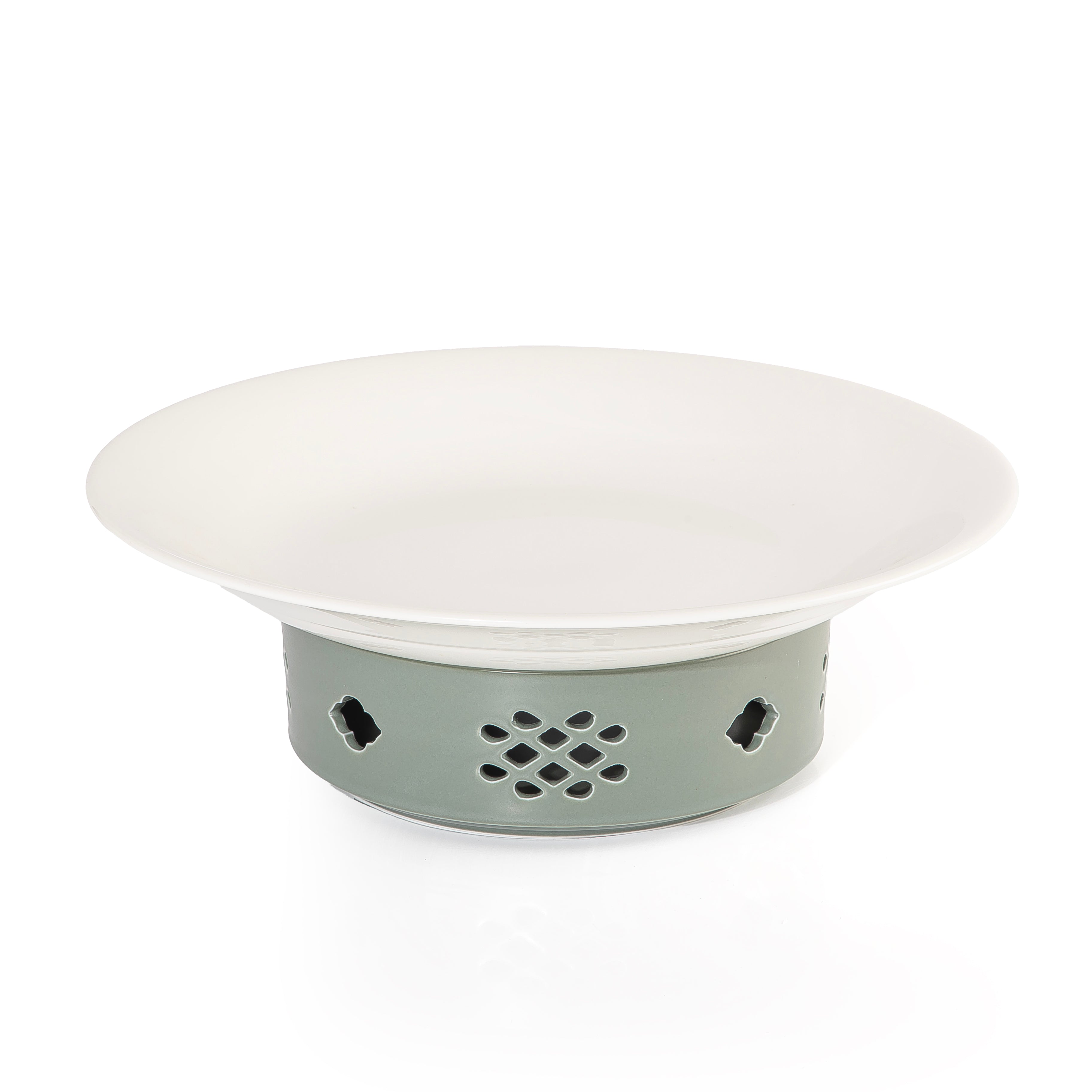 طبق سيراميك أنيق مع قاعدة موقد عملية