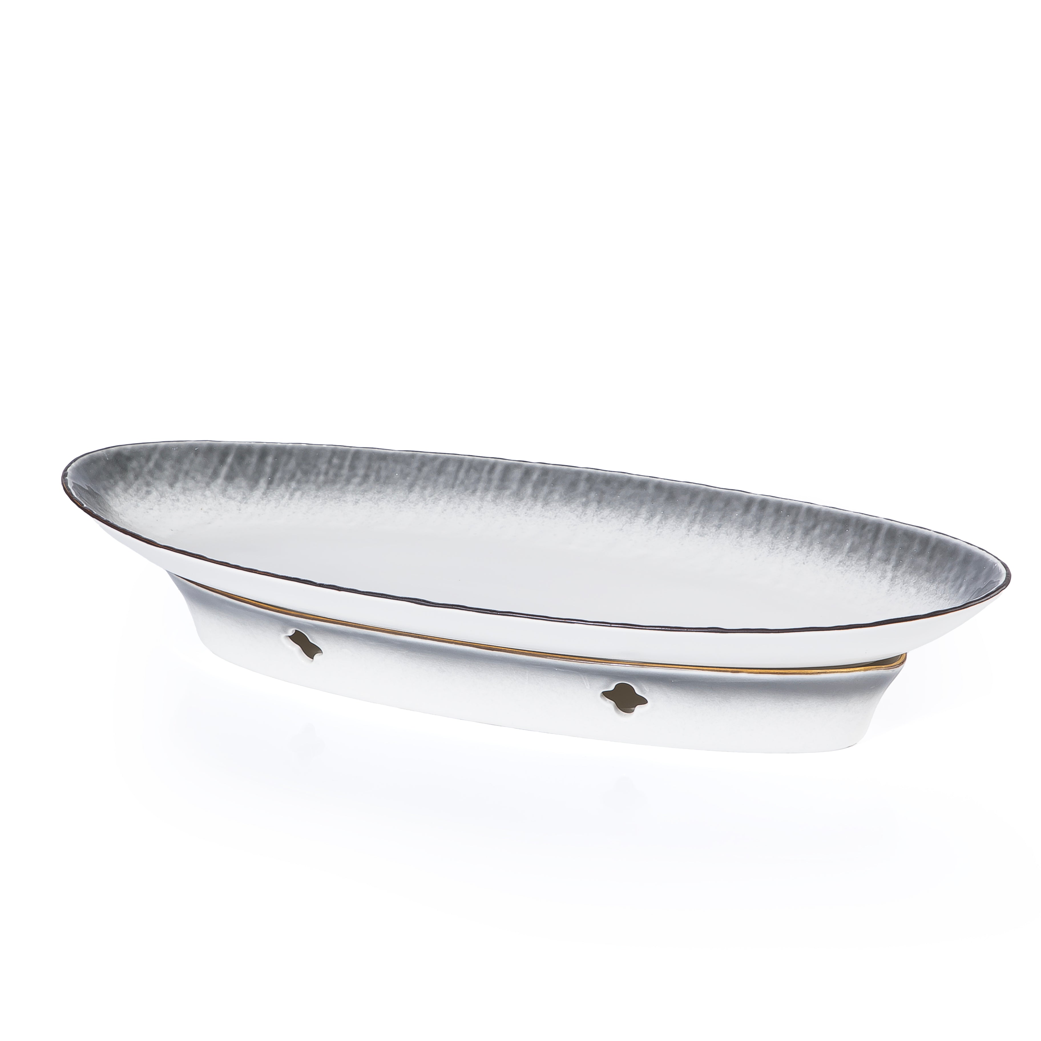 طبق سيراميك أنيق مع قاعدة موقد عملية