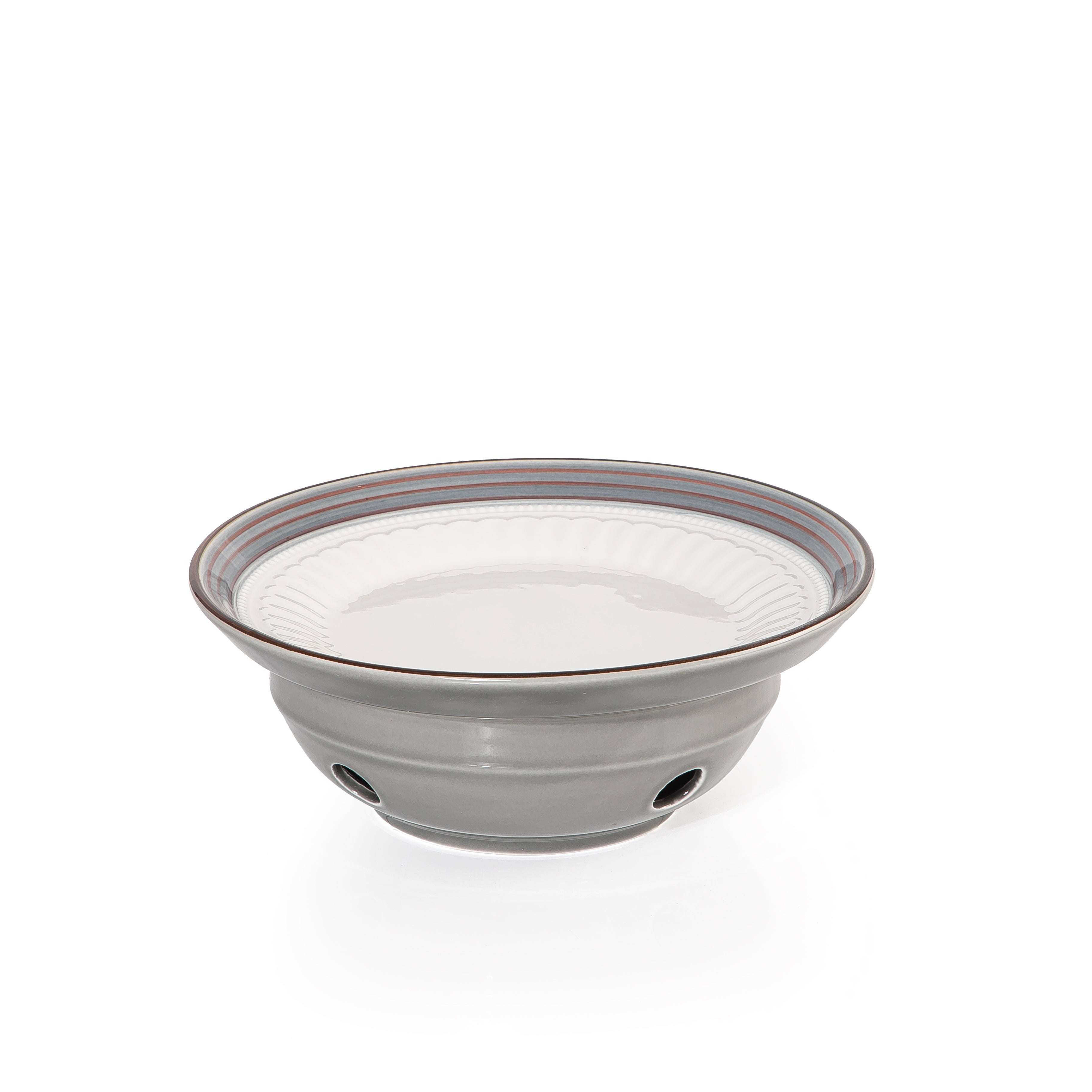 طبق سيراميك أنيق مع قاعدة موقد عملية