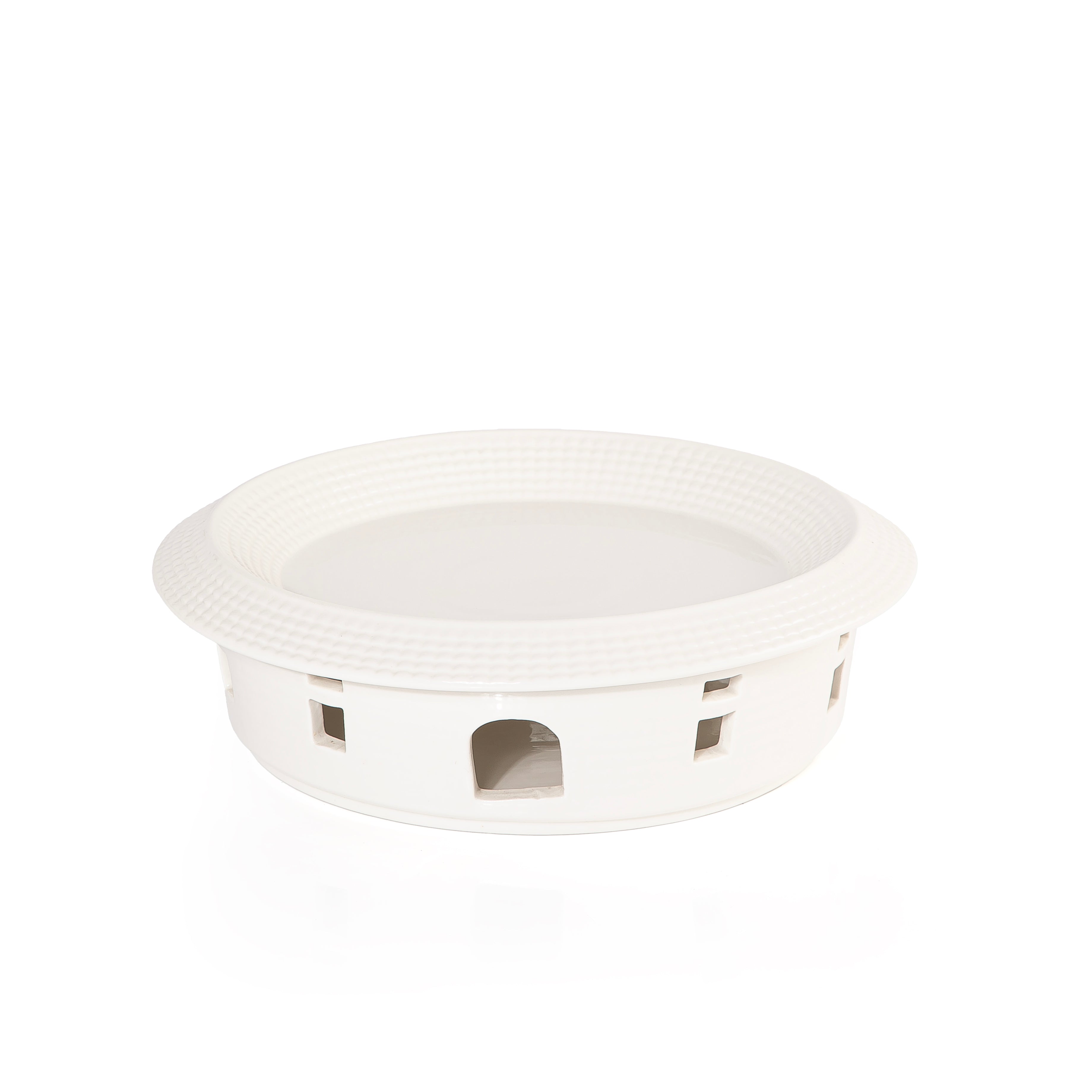 طبق سيراميك أنيق مع قاعدة موقد عملية