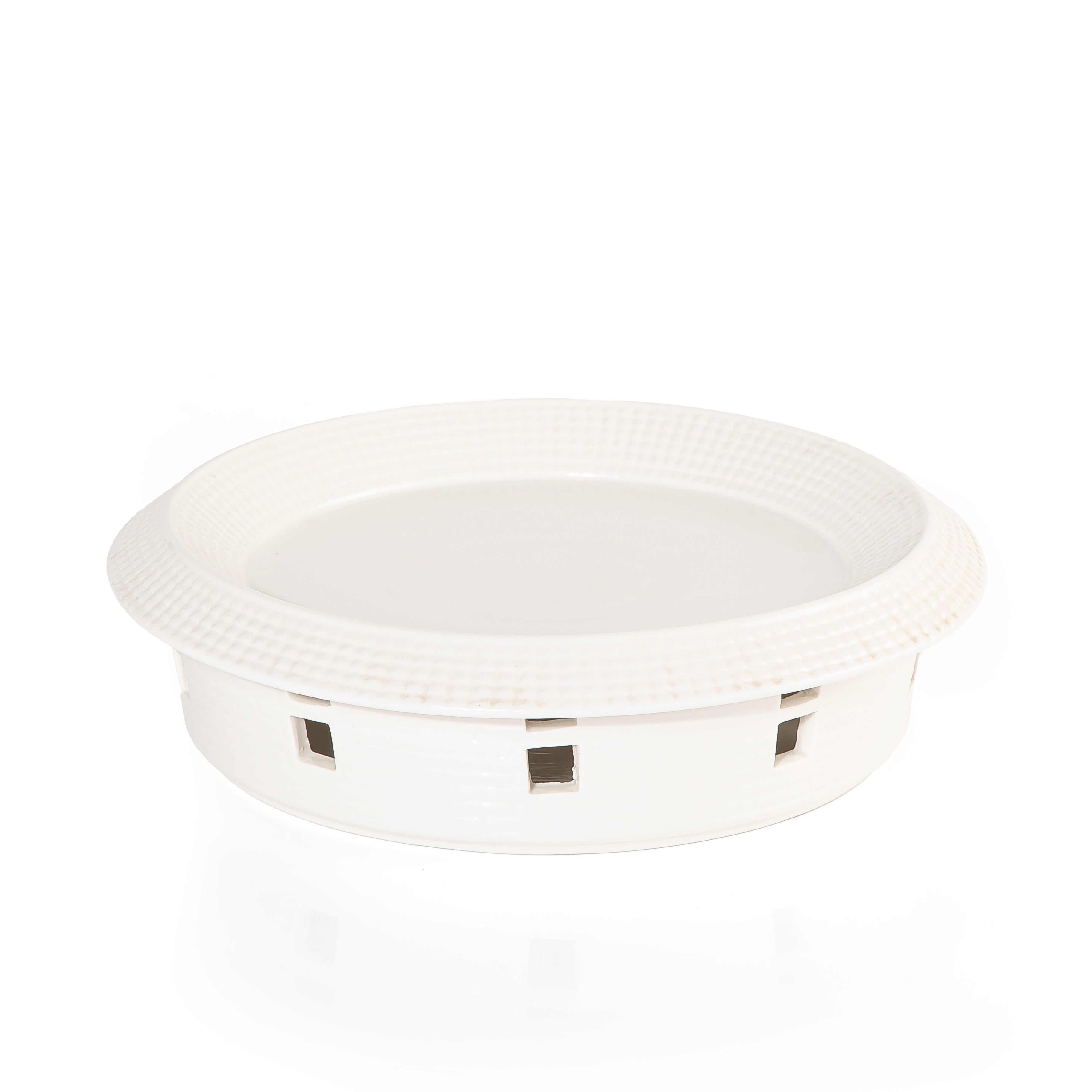 طبق سيراميك أنيق مع قاعدة موقد عملية