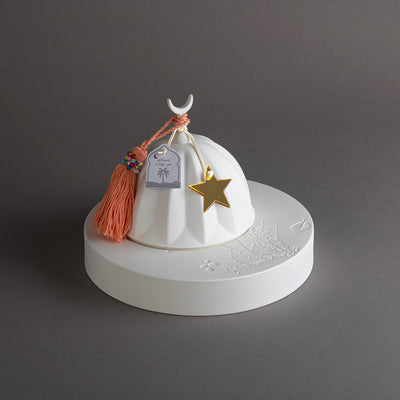 Gergaan Matt White Bowl With Tassel - Peach