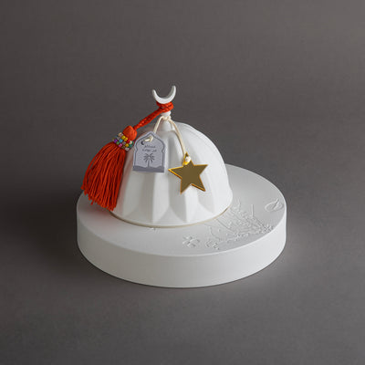 Gergaan Matt White Bowl With Tassel - Orange