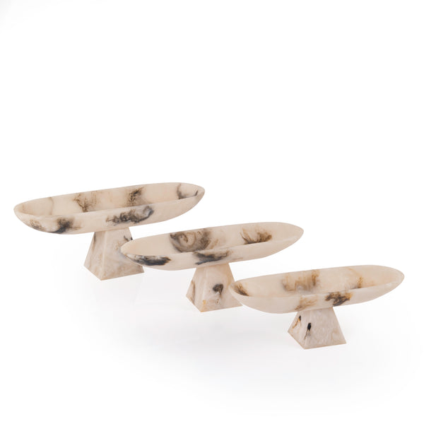 Set of 3 Resin Stand - Beige