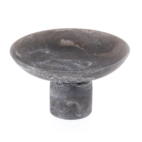 حامل مع صينية دائرية من الراتنج باللون الرمادي - كبير - المقاس: ‎28 × 28 × 16.5 سم