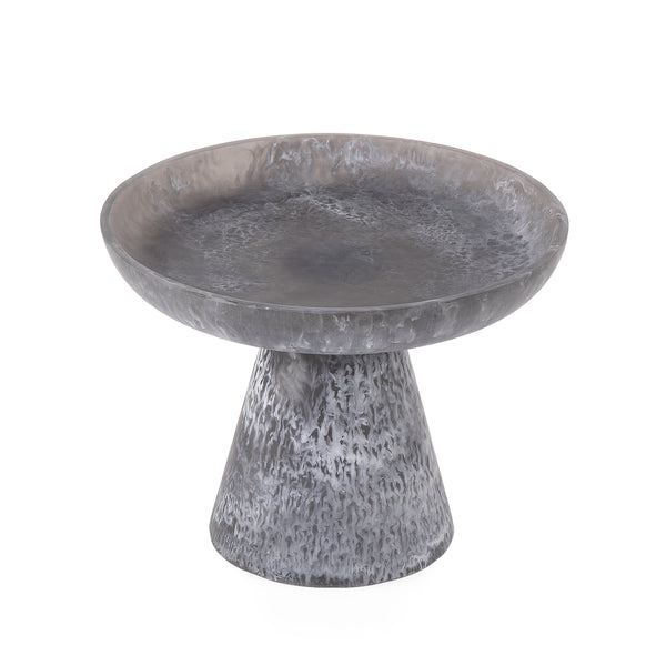 حامل مع صينية دائرية من الراتنج باللون الرمادي - كبير - المقاس: ‎23×23×17 سم