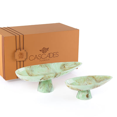 طقم 2 ستاند تقديم من الراتنج مع بوكس هدايا - أخضر 