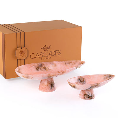 طقم 2 ستاند تقديم من الراتنج مع بوكس هدايا - وردي