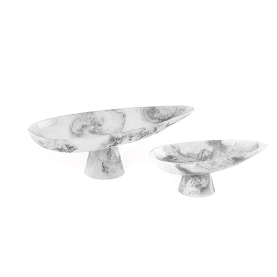 طقم 2 ستاند تقديم من الراتنج مع بوكس هدايا - أبيض & أسود 