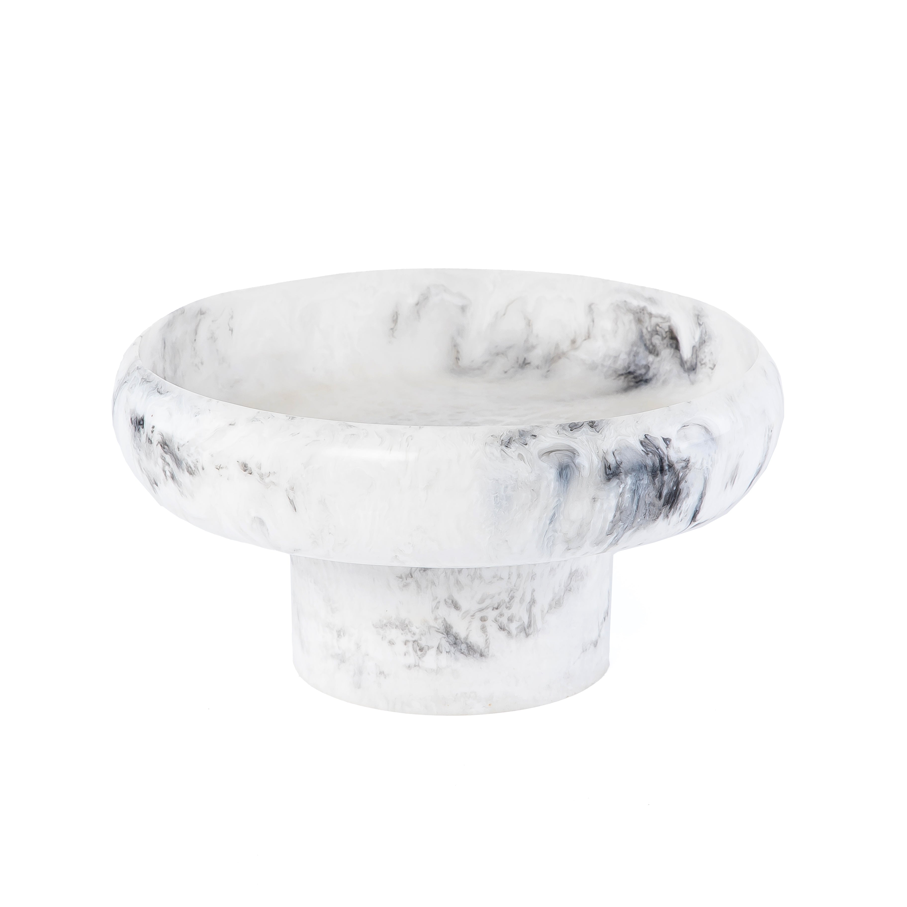 ستاند تقديم دائري وسط من الراتنج - أبيض و أسود 