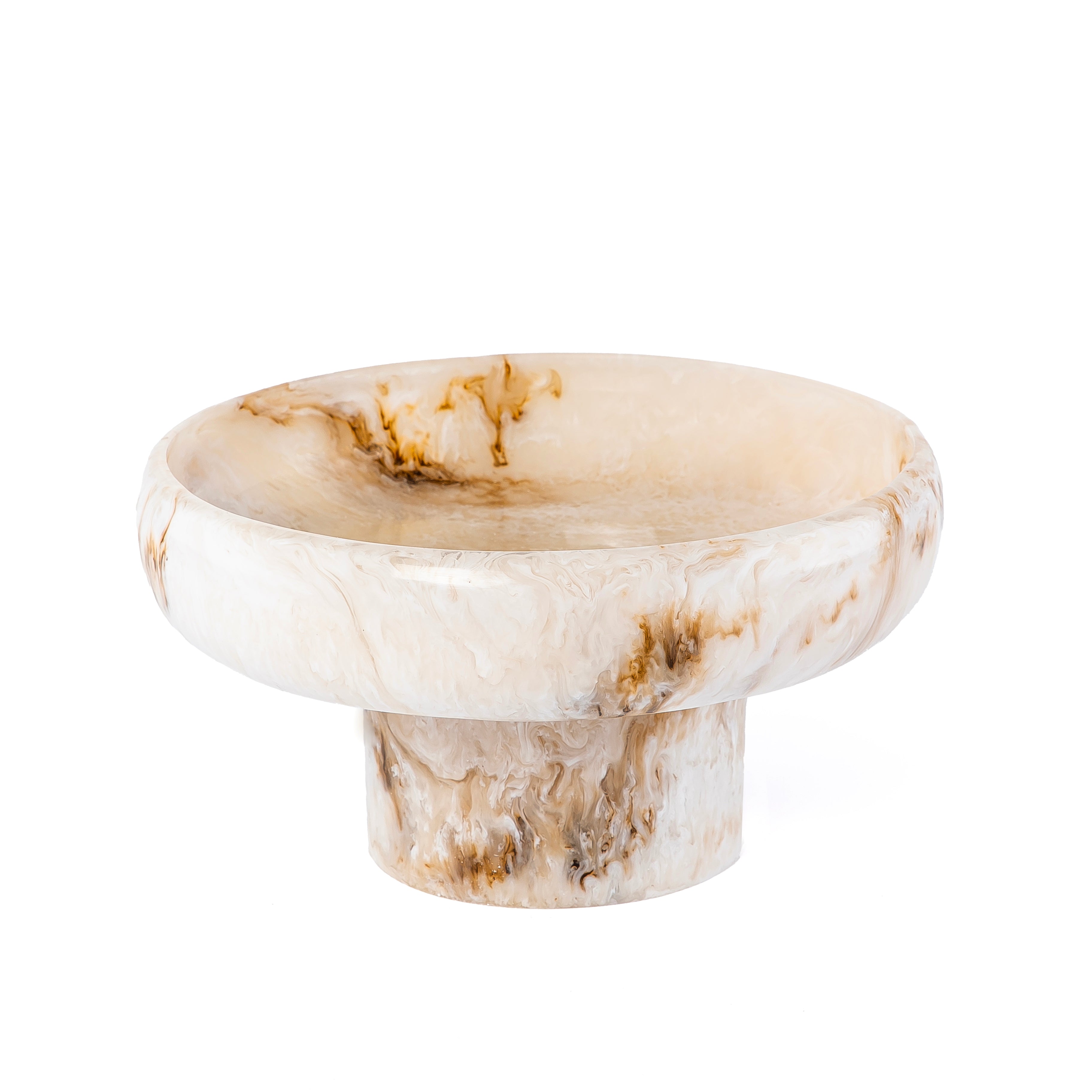 ستاند تقديم دائري وسط من الراتنج - بيج 