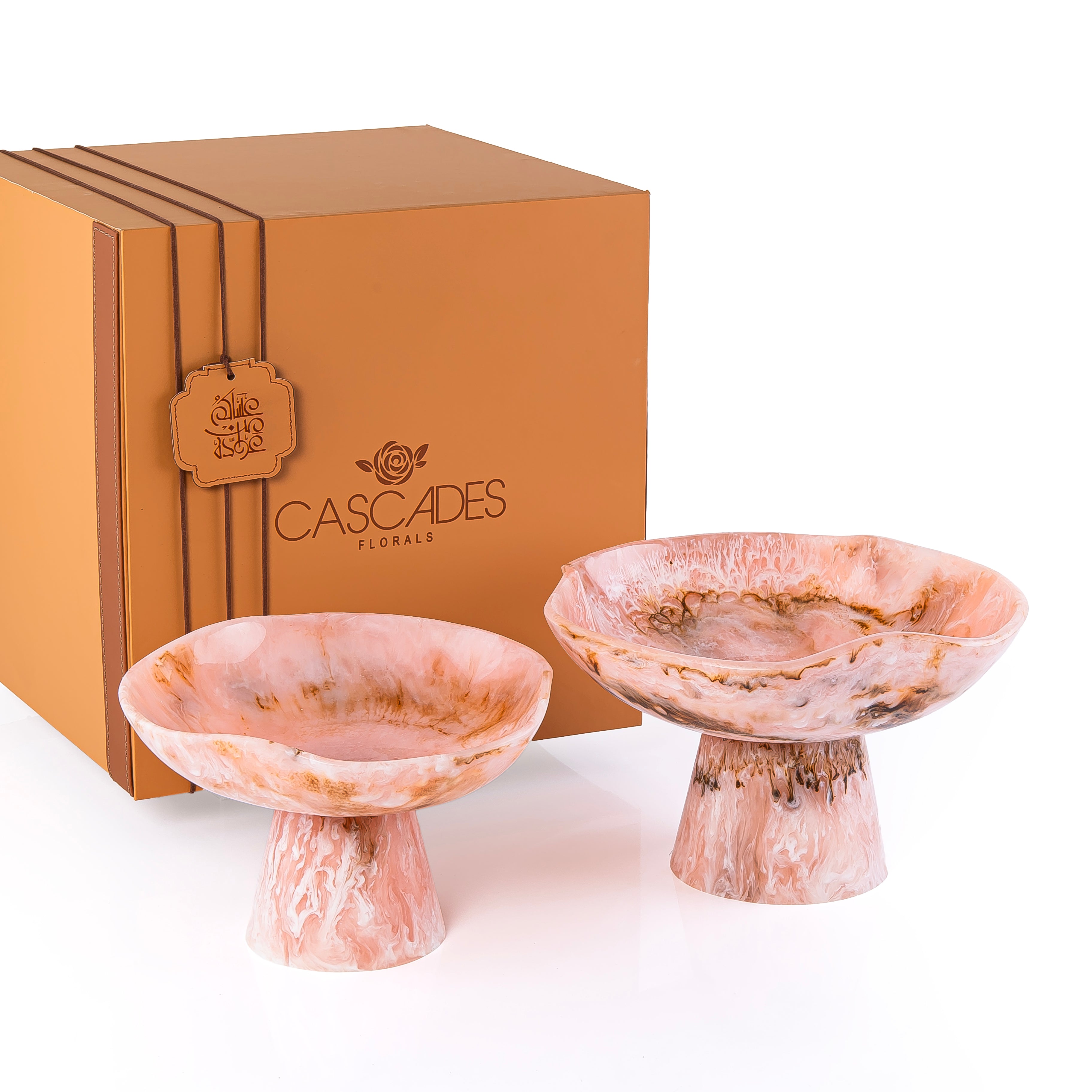 طقم 2 ستاند دائري من الريزن مع بوكس هدايا -وردي