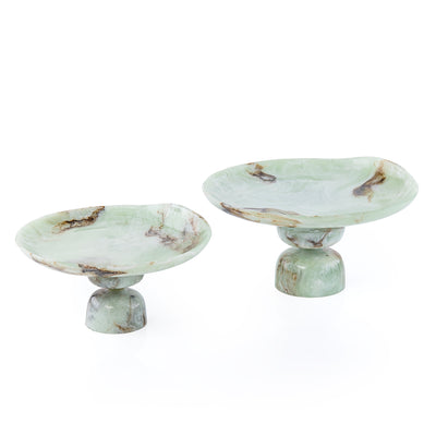 Set of 2 Resin Cake Stand with Gift Box - Green