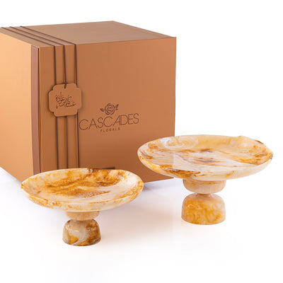 Set of 2 Resin Cake Stand with Gift Box - Amber