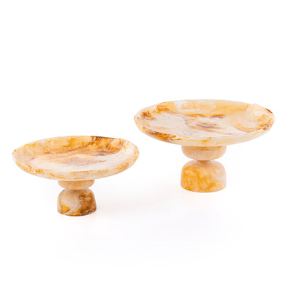 Set of 2 Resin Cake Stand with Gift Box - Amber