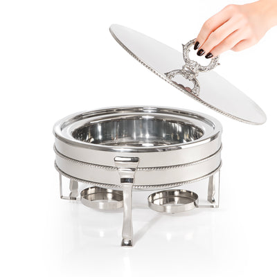 4.0L Silver Stainless Steel Round Food Warmer Chafing Dish