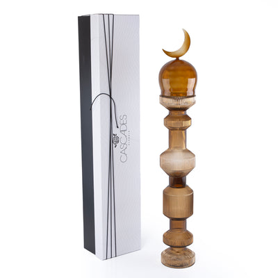 قطعة ديكور زجاجية علي شكل مأذنة حجم كبير مع بوكس هدايا - بني