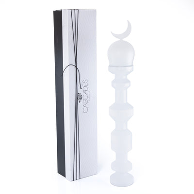 قطعة ديكور زجاجية علي شكل مأذنة حجم كبير مع بوكس هدايا - أبيض