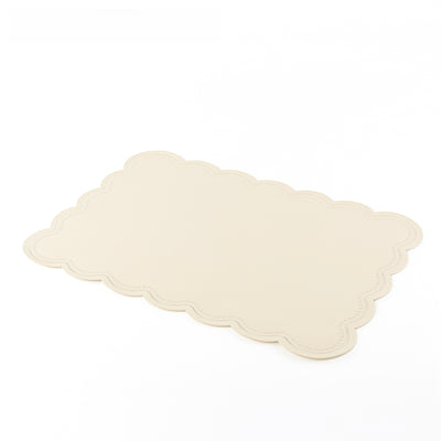 طقم 6 مفارش طعام مستطيلة من الجلد الصناعي - أبيض صدفي