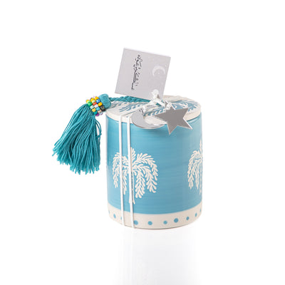 قرقيعان دائري مع غطاء - أزرق