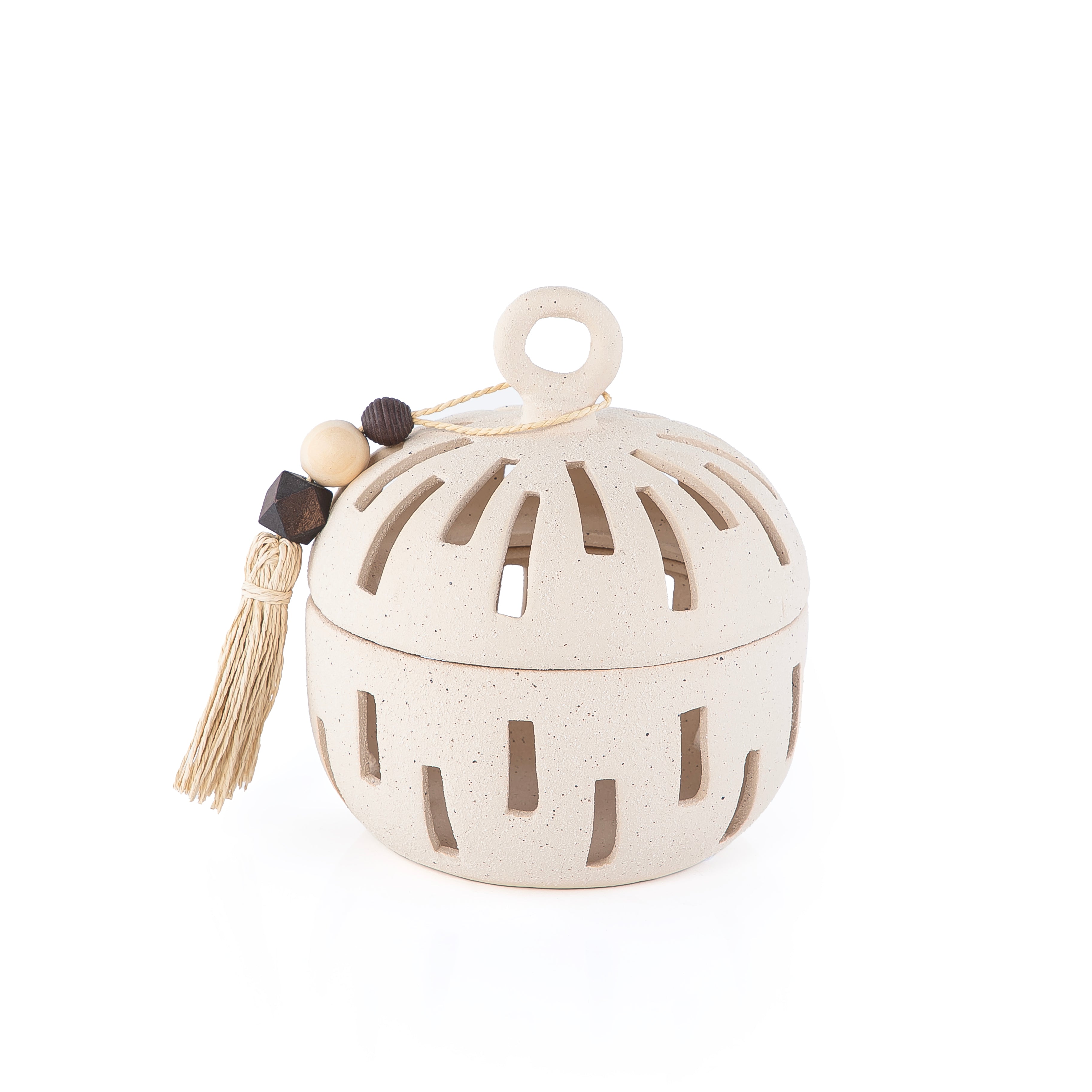 وعاء قرقيعان دائري من الفخار مع غطاء - حجم صغير