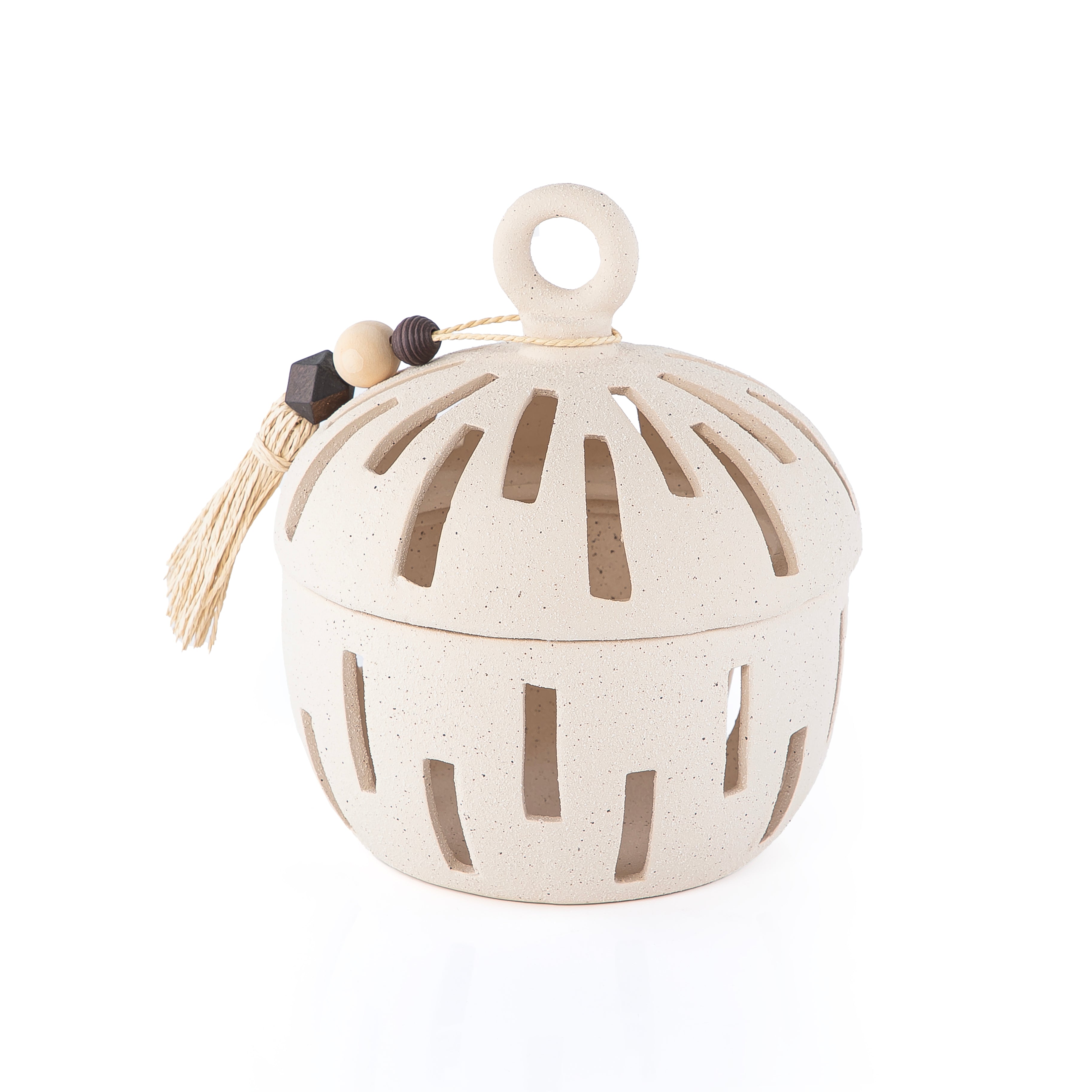 وعاء قرقيعان دائري من الفخار مع غطاء - حجم كبير 