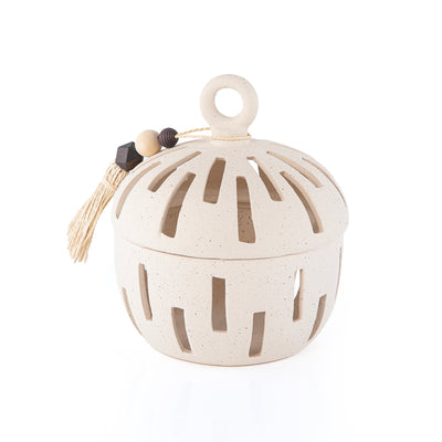 وعاء قرقيعان دائري من الفخار مع غطاء - حجم كبير 