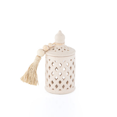 جار قرقيعان من الفخار مع غطاء - حجم كبير