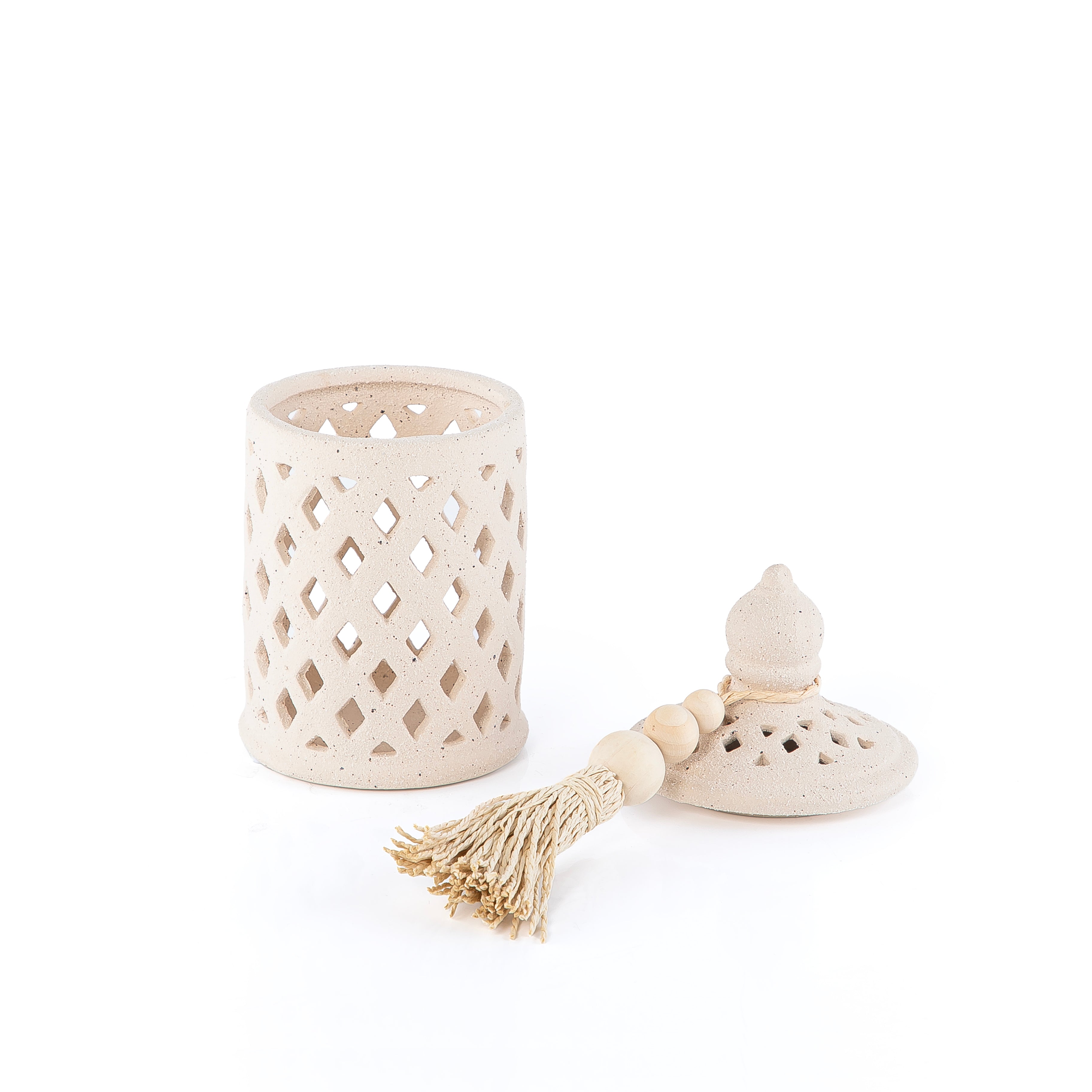 جار قرقيعان من الفخار مع غطاء - حجم كبير