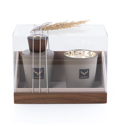 Neroli Portofino Set of Candle & Diffuser -LIGHT GRAY from la cierva with acrylic box