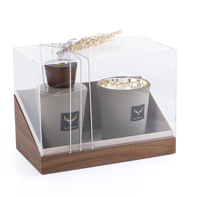Neroli Portofino Set of Candle & Diffuser -LIGHT GRAY from la cierva with acrylic box