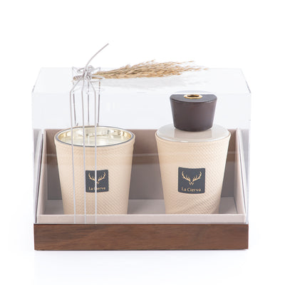 Cashmere Vanilla Set of Candle & Diffuser -CREAMY from la cierva with acrylic box