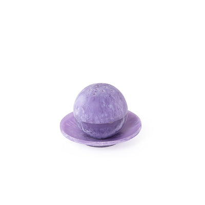Round resin mabkhar set with cover & tray - purple