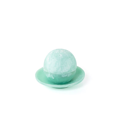 Round resin mabkhar set with cover & tray - mint green
