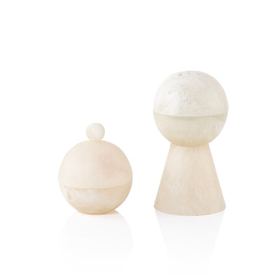 Round resin mabkhar with cover & bakhoor box - white