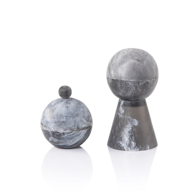 Round resin mabkhar with cover & bakhoor box - grey