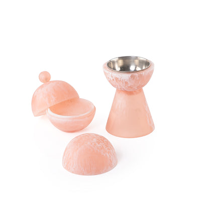 Round resin mabkhar with cover & bakhoor box - pink