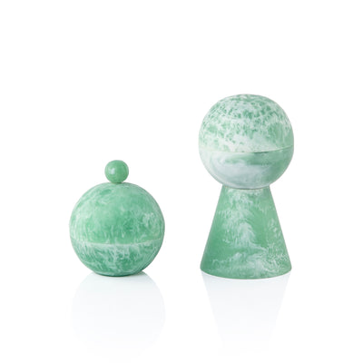 Round resin mabkhar with cover & bakhoor box - green
